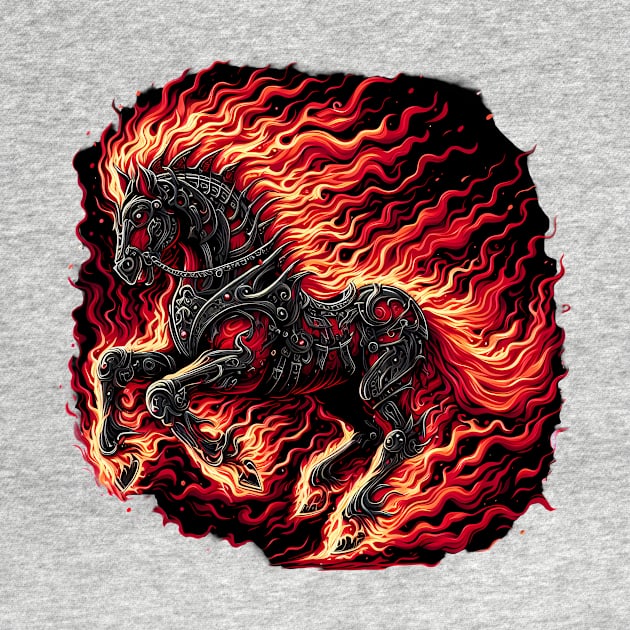 Flaming Heavy metal horse by Mechanime World